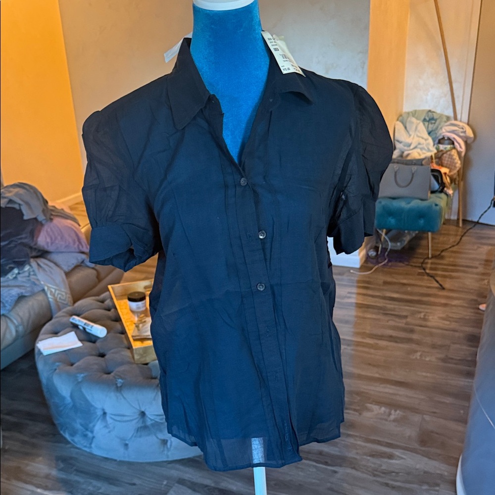 Women's Black Button-Up Top